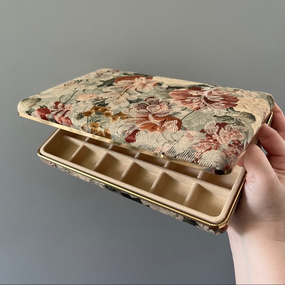 Vintage Storage & Organization Vintage Floral Jewelry Box Velvet